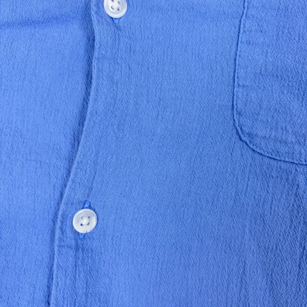 Standard Cloth Mens Small Blue Cotton Crinkle Short Sleeve Button Down Shirt